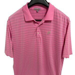 Peter Millar Summer Comfort Golf Polo Shirt Size XL Striped Golf Logo Blue